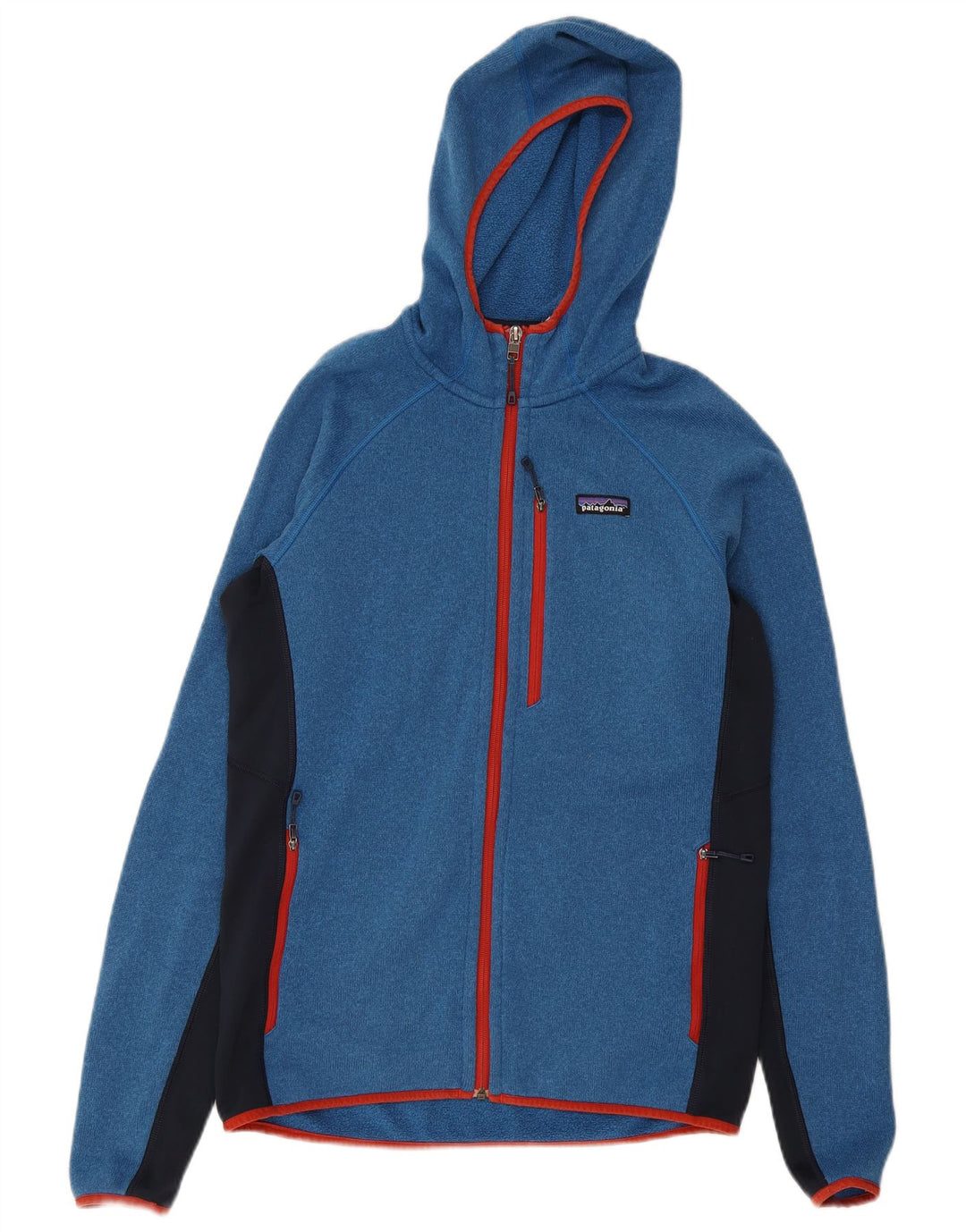 Patagonia Felpa con cappuccio e zip da uomo in poliestere color block blu medio