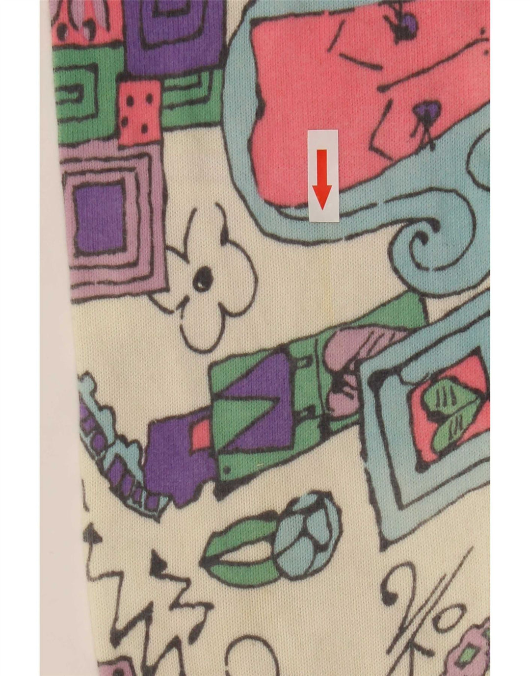 Top grafico oversize da donna Benetton manica lunga UK 14 medio bianco sporco