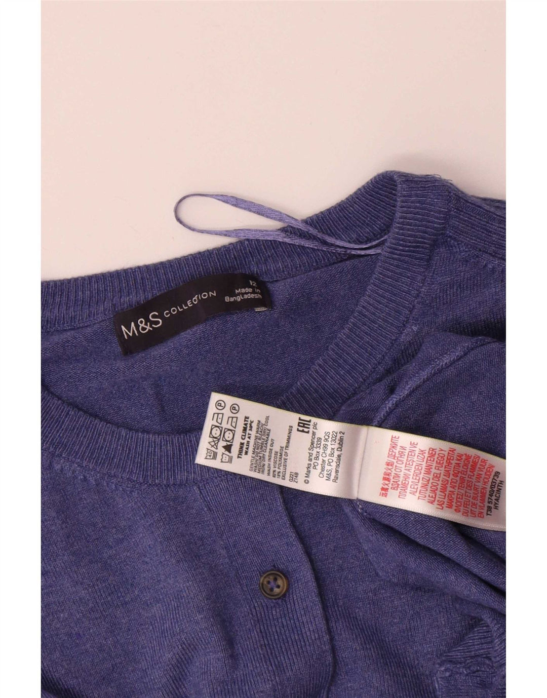 Maglione cardigan da donna Marks & Spencer UK 12 Viscosa blu medio