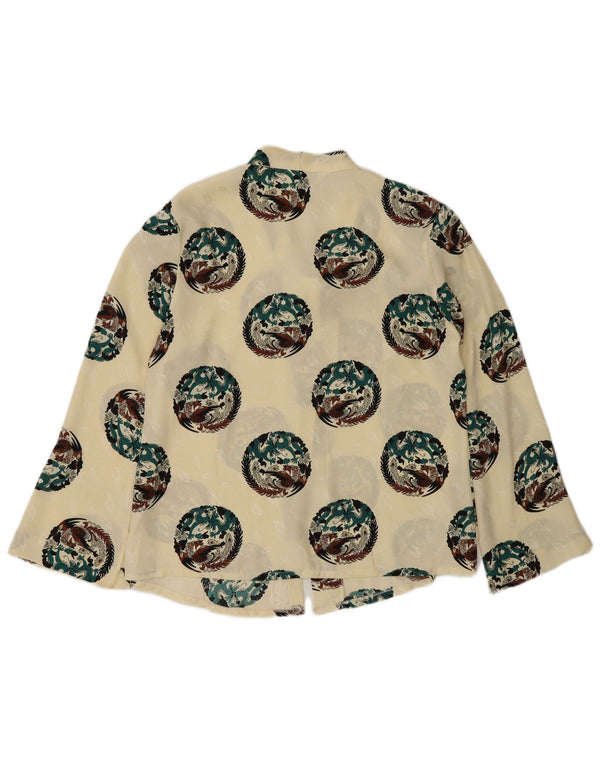 Camicetta vintage da donna trasparente con stampa animalier UK 18 XL gialla