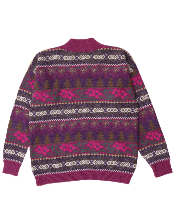 Maglione da donna con scollo a V Silvy IT 46 Grande floreale viola