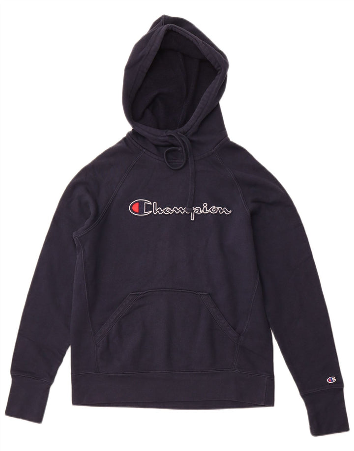 Maglione con cappuccio grafico da uomo CHAMPION piccolo in cotone blu navy