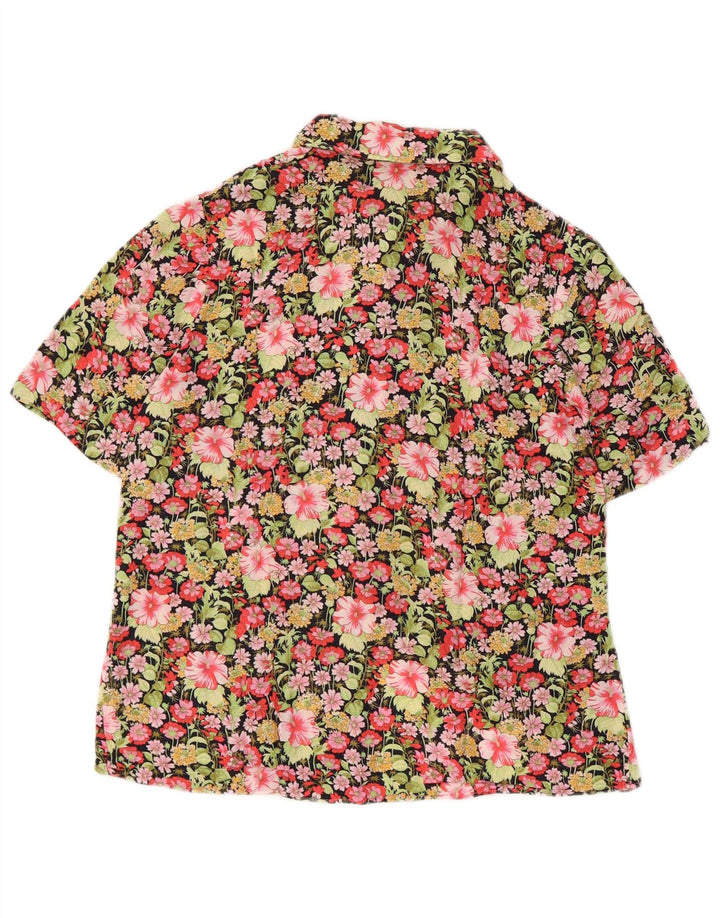 Camicia a maniche corte da donna vintage UK 12 floreale multicolore medio
