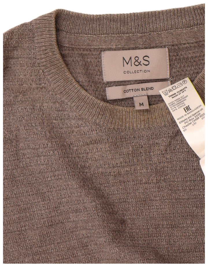 Maglione maglione girocollo da uomo Marks & Spencer in cotone grigio medio