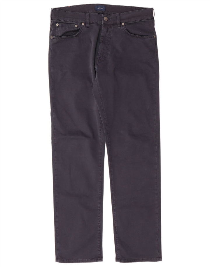 Pantaloni casual dritti da uomo Gant W32 L32 cotone blu navy