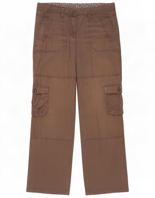 Pantaloni cargo dritti da donna Benetton IT 44 Medium W32 L30 Marrone Cotone