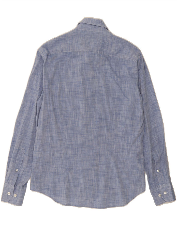 FRED PERRY Mens Slim Fit Shirt Small Blue Flecked Cotton Vintage Fred Perry and Second-Hand Fred Perry from Messina Hembry 