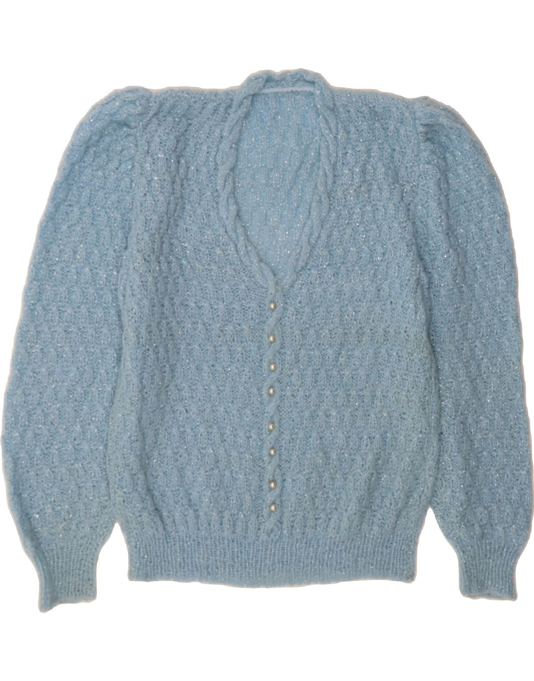 VINTAGE Womens V-Neck Jumper Sweater UK 14 Large Blue Vintage Vintage and Second-Hand Vintage from Messina Hembry 