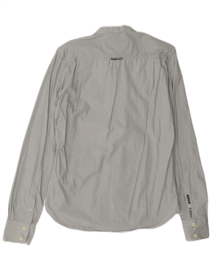Camicia da uomo Superdry in cotone gessato grigio medio