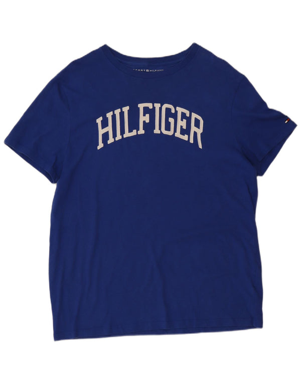 T-shirt grafica normale da uomo Tommy Hilfiger Top piccola in cotone blu