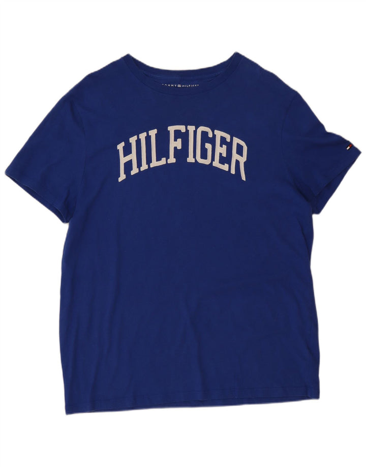 T-shirt grafica normale da uomo Tommy Hilfiger Top piccola in cotone blu
