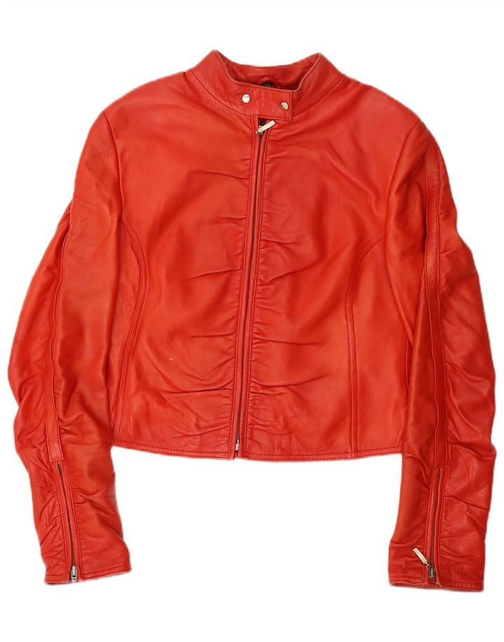 Giacca da corsa in pelle corta da donna VINTAGE IT 42 Pelle rossa media