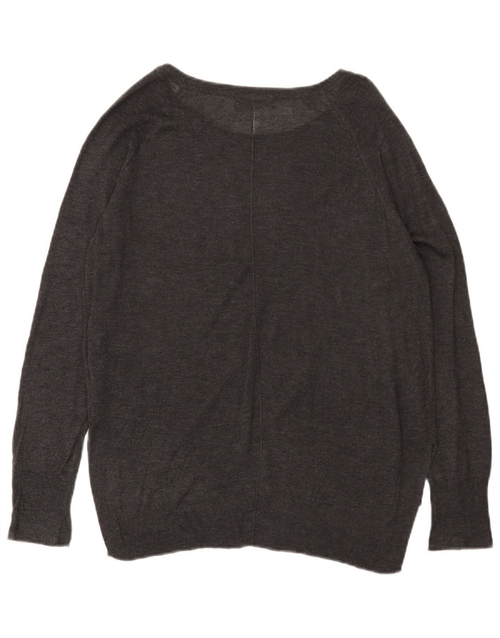 Maglione ZARA da donna con scollo a barca UK 14 Viscosa grigio medio