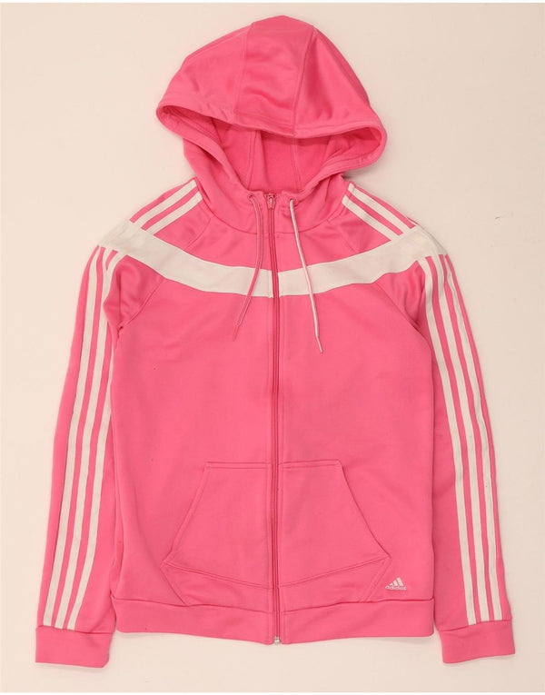 Adidas Womens Zip Hoodie Sweater UK 8-10 Small Pink Colourblock Polyester