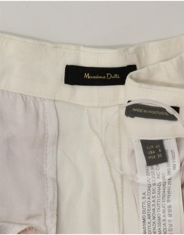 MASSIMO DUTTI Pantaloni chino affusolati da donna EU 40 Medio W30 L27 Bianco