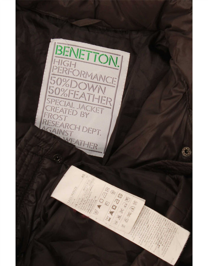 Giubbotto Imbottito Con Cappuccio Donna Benetton IT 40 Small Marrone Poliammide