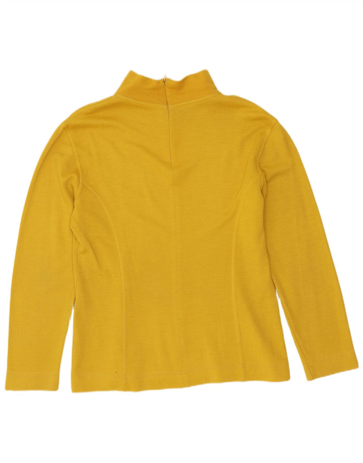 Top da donna VINTAGE con zip e collo a maniche lunghe IT 46 Large Giallo