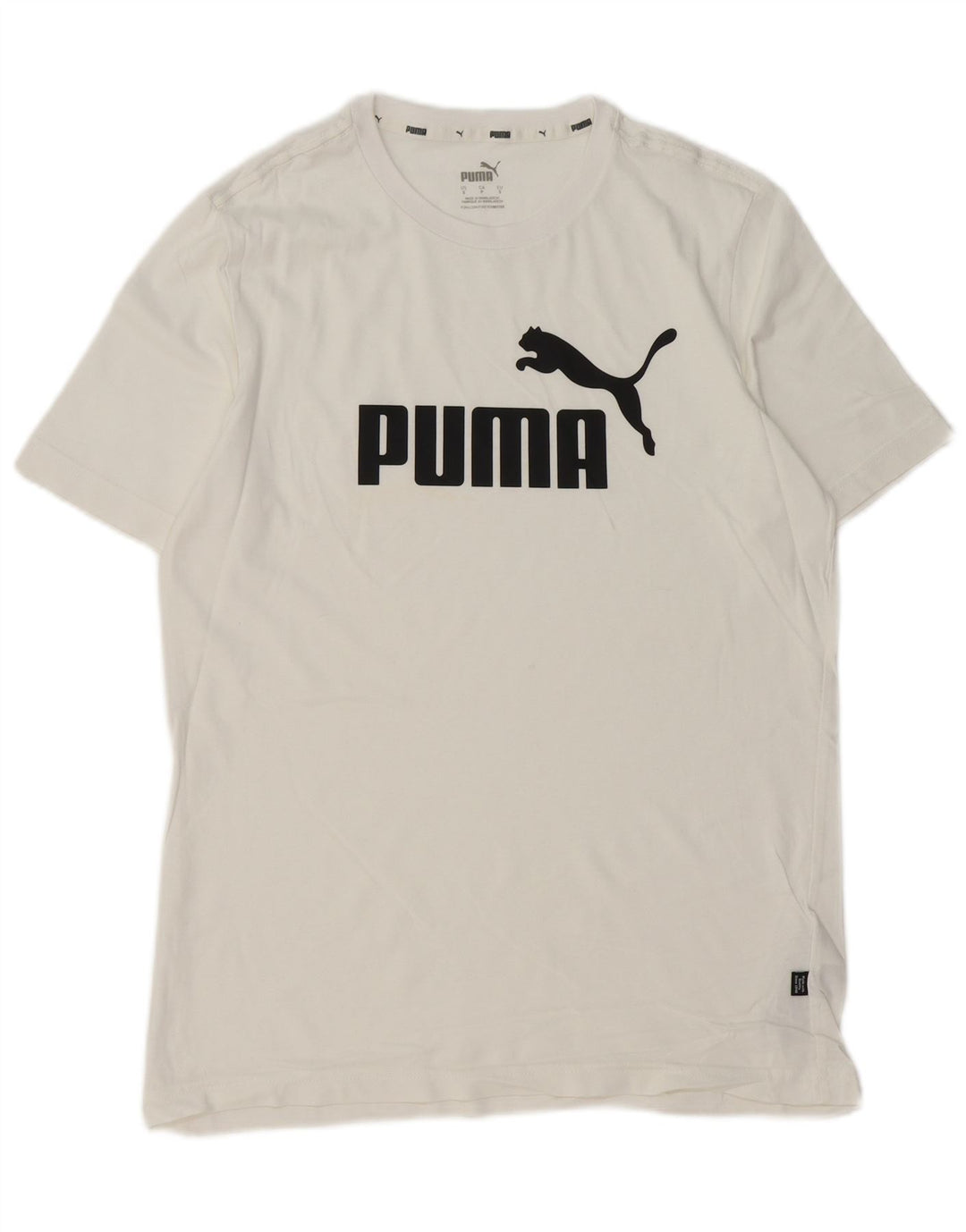 PUMA Mens Graphic T-Shirt Top Small White Cotton