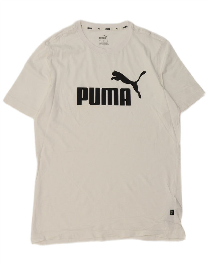 PUMA Mens Graphic T-Shirt Top Small White Cotton