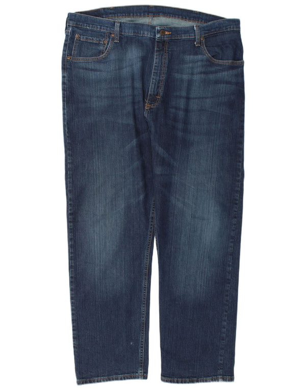 Jeans dritti da uomo Wrangler vestibilità rilassata W40 L30 cotone blu navy