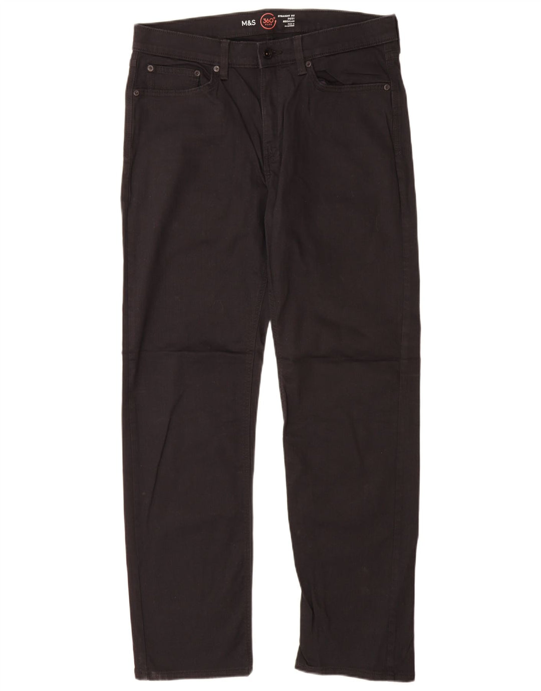 Jeans dritti regolari da uomo Marks & Spencer W34 L31 cotone nero