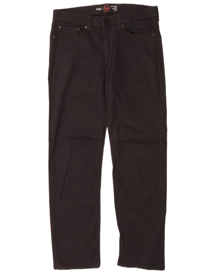 Jeans dritti regolari da uomo Marks & Spencer W34 L31 cotone nero