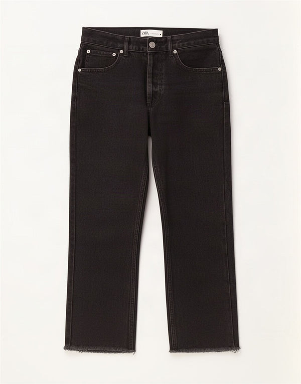 Jeans dritti da donna Zara EU 36 XS W26 L24 cotone nero