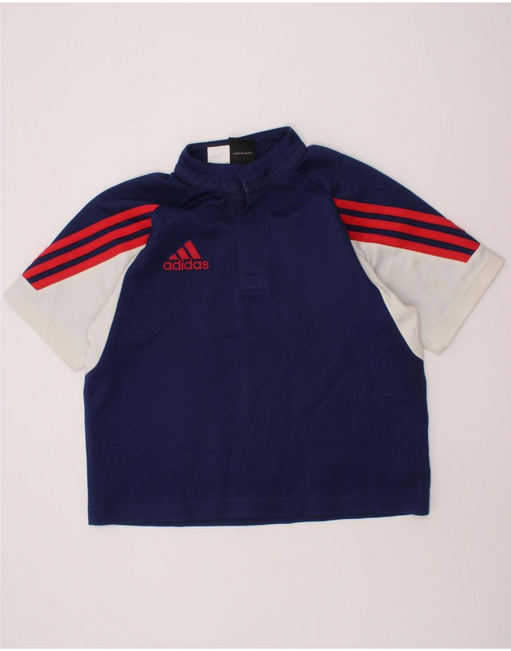 ADIDAS Boys Polo Shirt 9-10 Years Navy Blue Colourblock Polyester Vintage Adidas and Second-Hand Adidas from Messina Hembry 