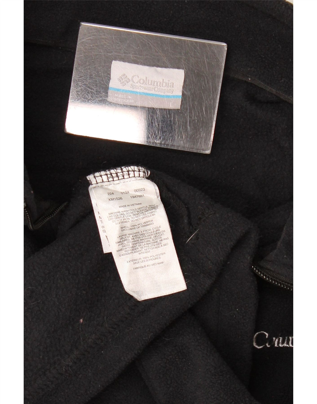 Maglione in pile Columbia da uomo con zip e collo, grande, in poliestere nero