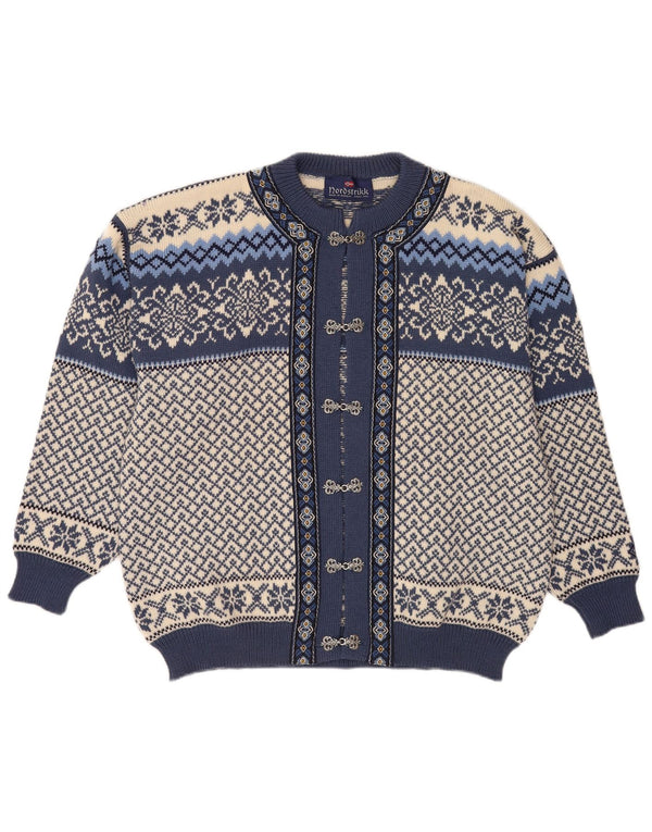 Maglione cardigan da uomo Nordstrikk XL blu Fair Isle lana vergine