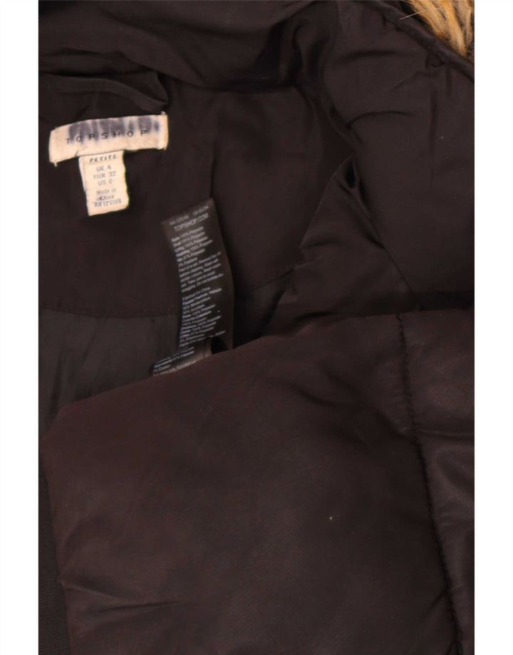 Giacca imbottita con cappuccio Petite da donna Topshop UK 4 XS poliestere nero