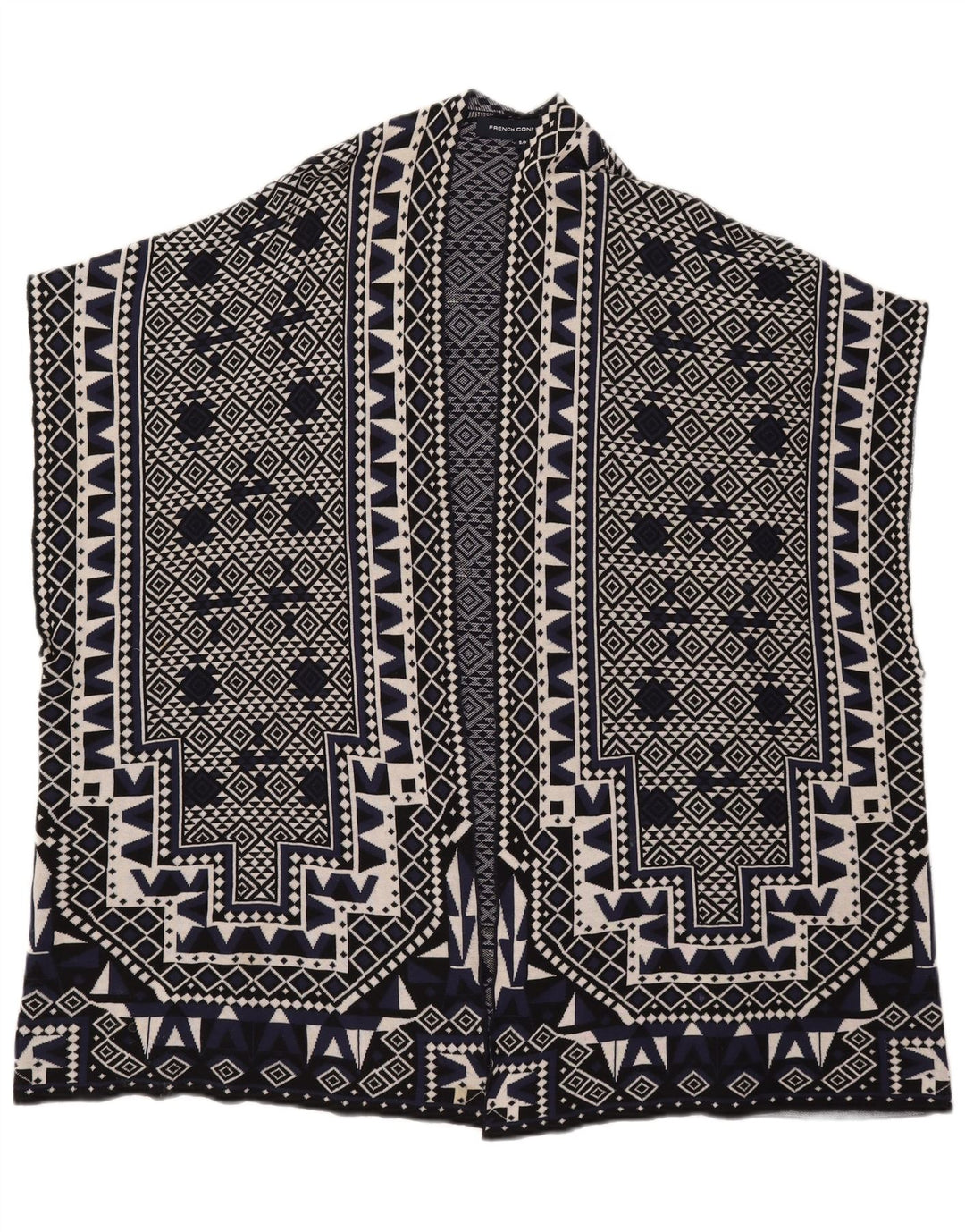 Maglione cardigan da donna French Connection UK 10 Piccolo blu navy geometrico