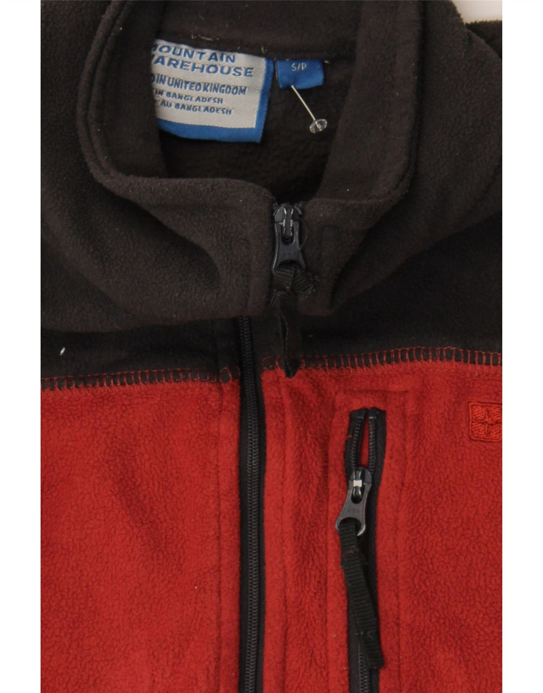 MOUNTAIN WAREHOUSE Mens Zip Neck Fleece Jumper Small Red Colourblock Vintage Mountain Warehouse and Second-Hand Mountain Warehouse from Messina Hembry 