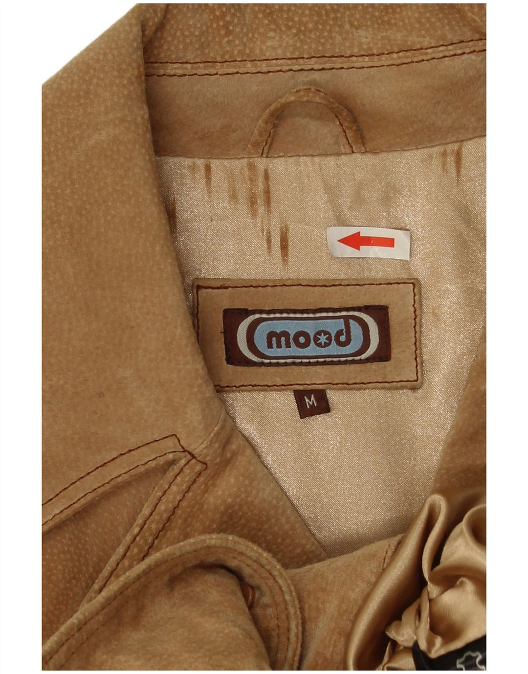 Giacca vintage in pelle scamosciata da donna UK 38 in pelle beige media