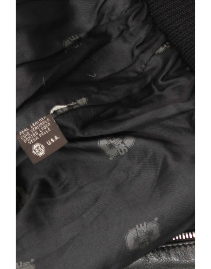 Giacca da aviatore da volo in pelle militare vintage da uomo UK 38 media nera