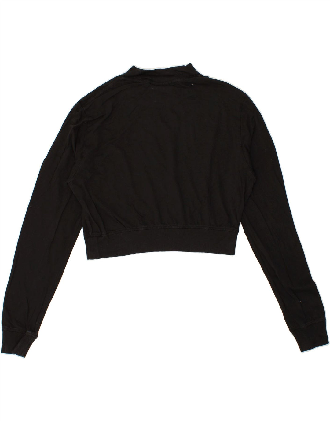 CHAMPION Womens Crop Graphic Top Long Sleeve UK 14 Medium Black Cotton Vintage Champion and Second-Hand Champion from Messina Hembry 