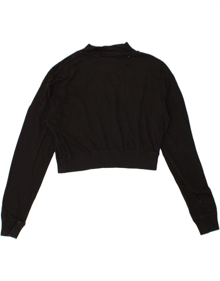 CHAMPION Womens Crop Graphic Top Long Sleeve UK 14 Medium Black Cotton Vintage Champion and Second-Hand Champion from Messina Hembry 