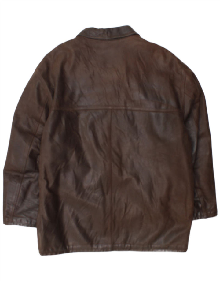 Cappotto in pelle vintage da uomo UK 38 in pelle marrone medio
