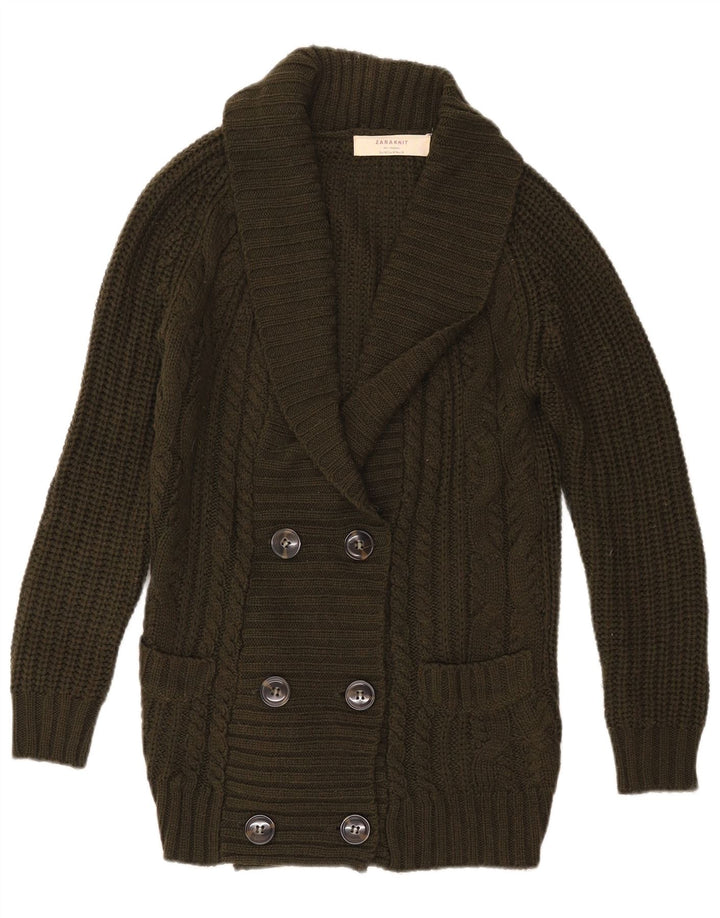 Maglione cardigan doppio petto da donna Zara UK 14 medio cachi