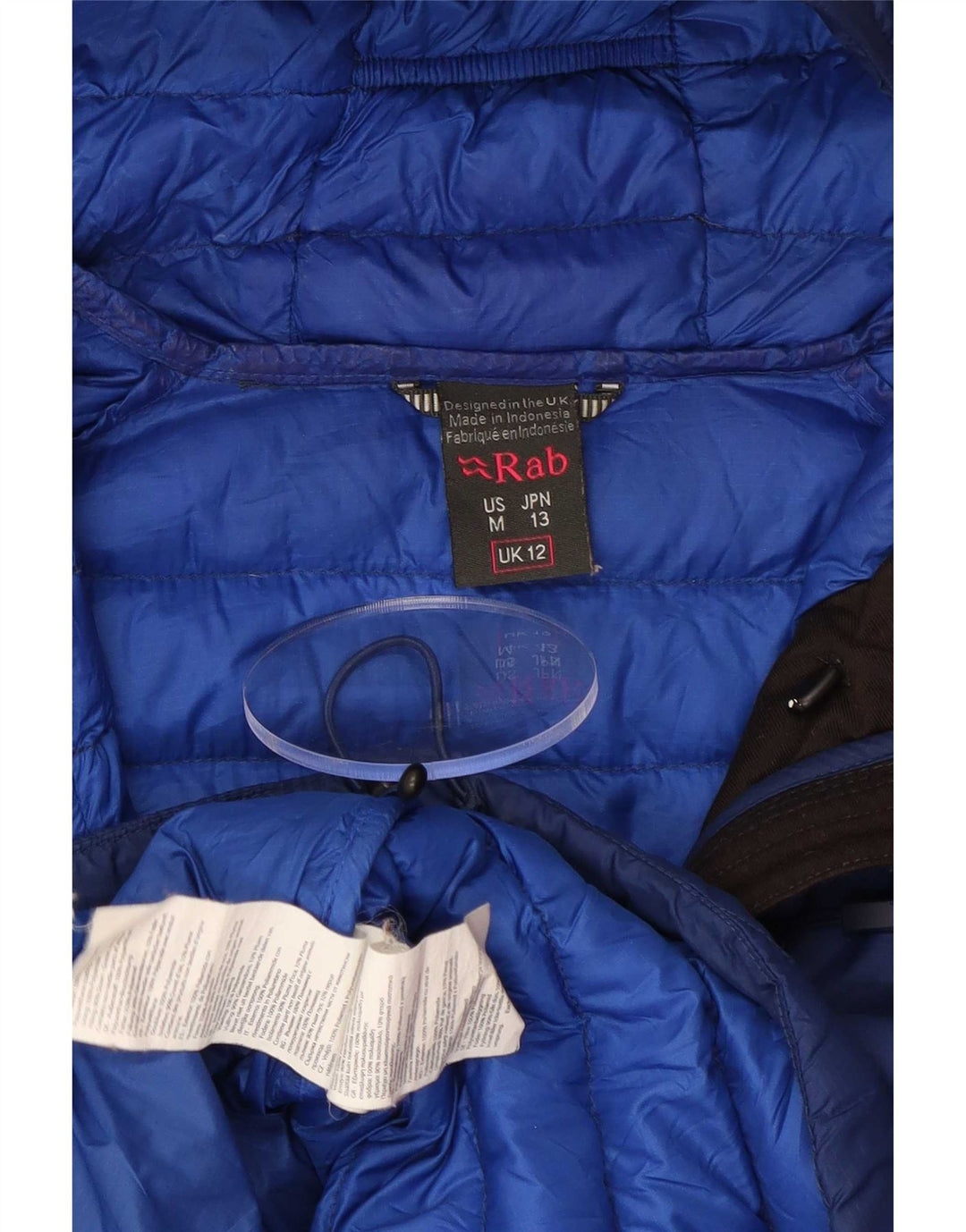 Giacca imbottita con cappuccio da donna Rab UK 12 blu medio in poliammide