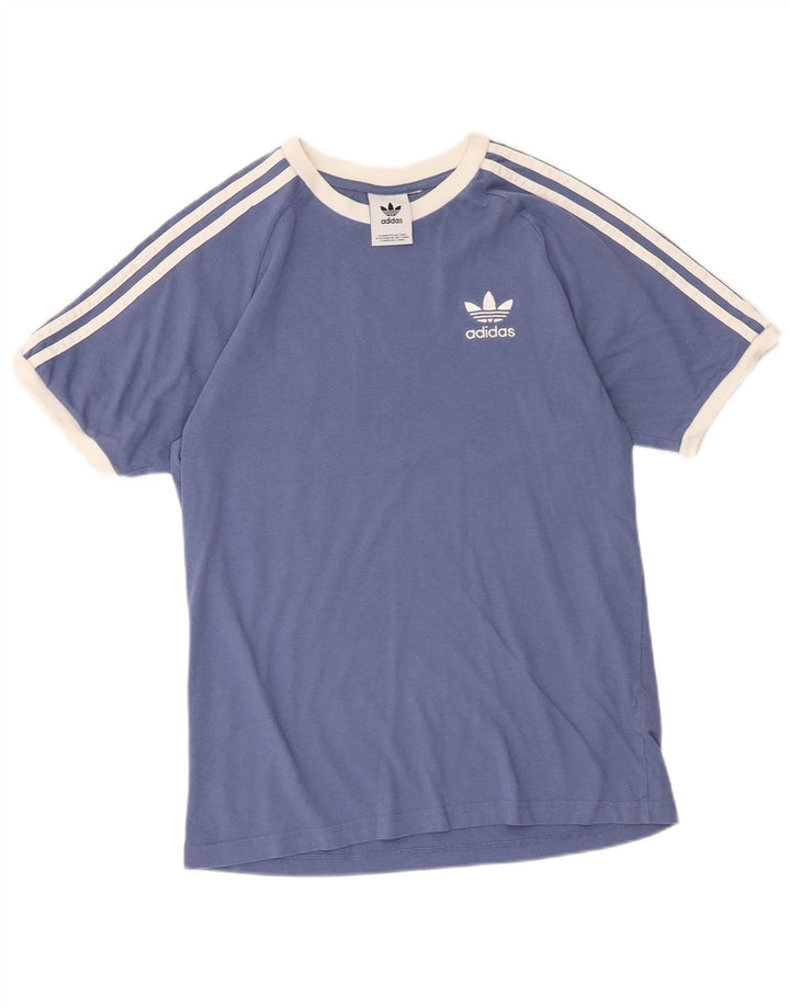 T-shirt grafica da uomo Adidas Top piccola in cotone blu