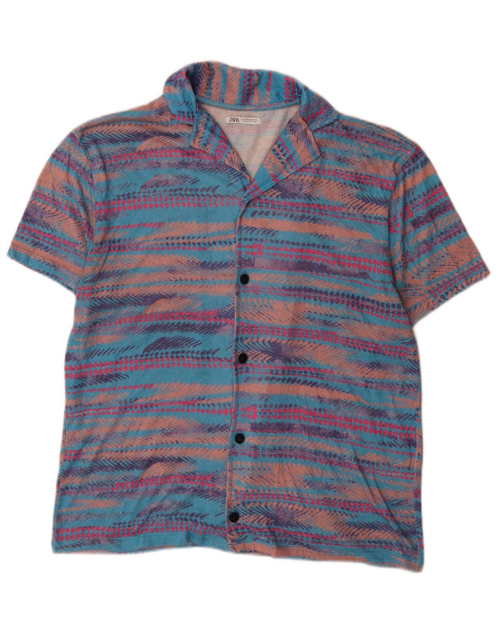 Camicia Zara da uomo a maniche corte a righe multicolori medie