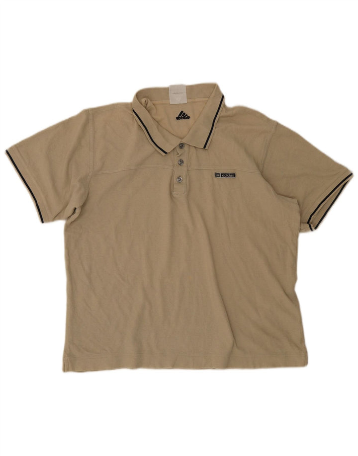 Polo Adidas da uomo in cotone a righe larghe beige