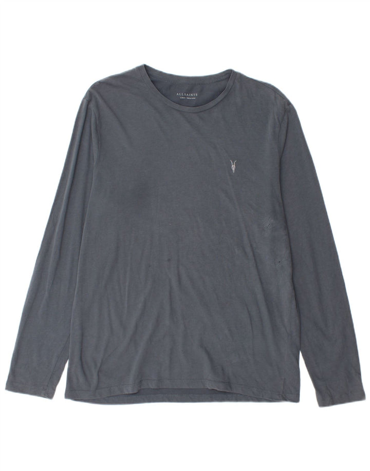 ALL SAINTS Top da uomo a manica lunga grande in cotone grigio