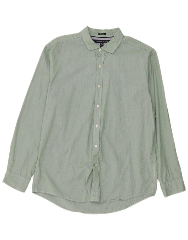 Camicia da uomo su misura Tommy Hilfiger XL verde pied de poule in cotone