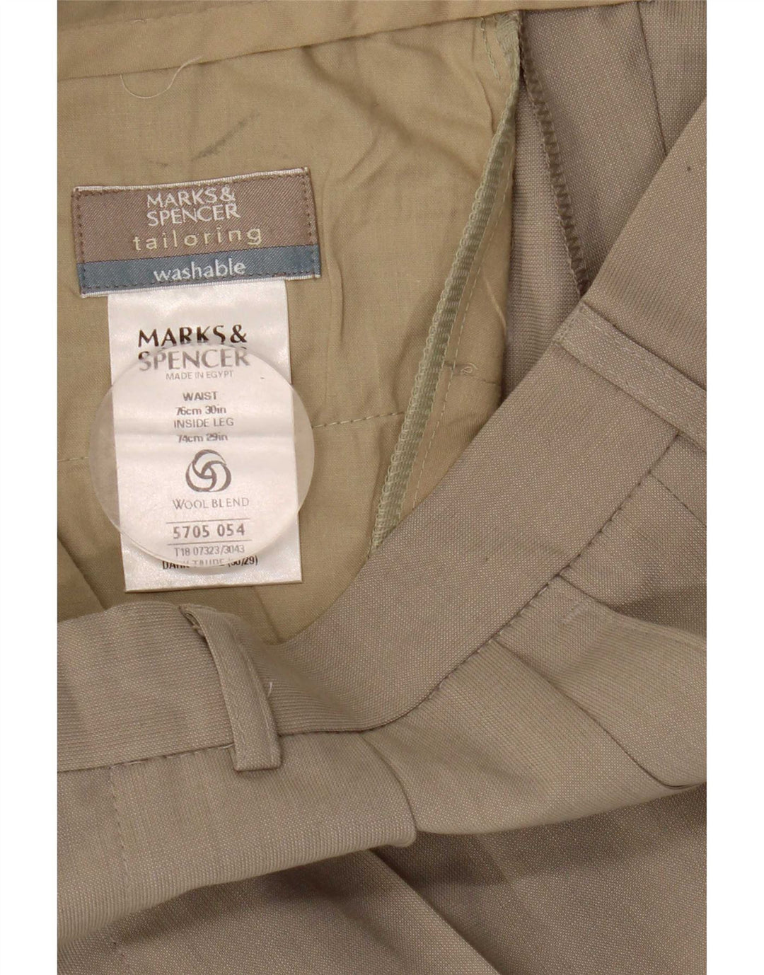 Pantaloni da abito con pegging da uomo Marks & Spencer W30 L29 Poliestere beige