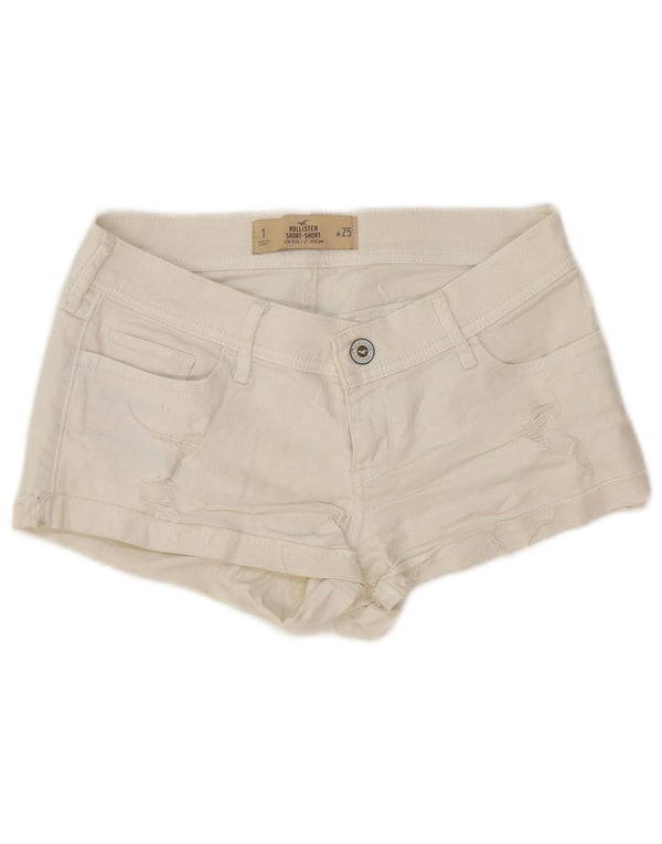 Pantaloni caldi Hollister Distressed da donna US 1 XS W25 cotone bianco