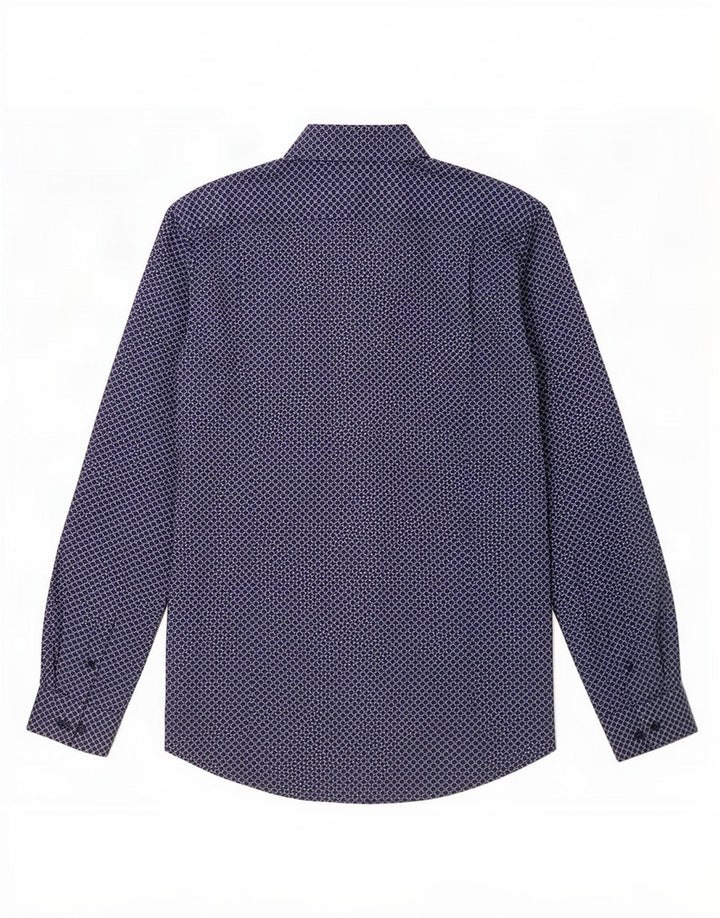 Guida London Camicia da uomo piccola in cotone a quadri blu navy