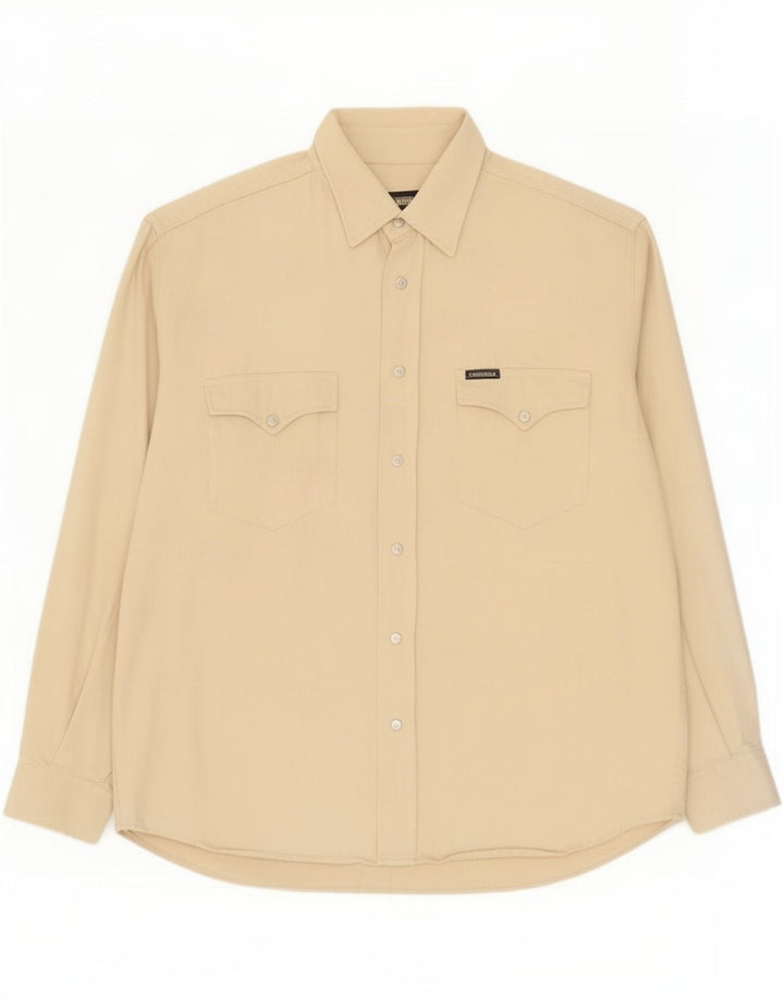 Carrera Camicia da uomo grande in cotone beige