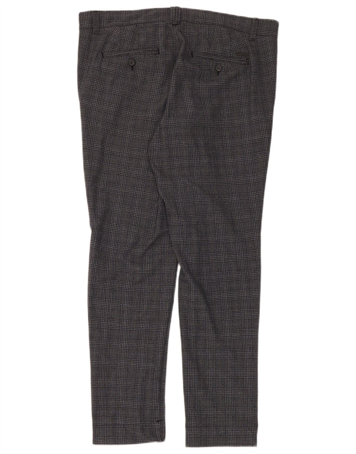 Pantaloni chino slim Marco da uomo Jack & Jones W36 L32 poliestere a quadri grigi